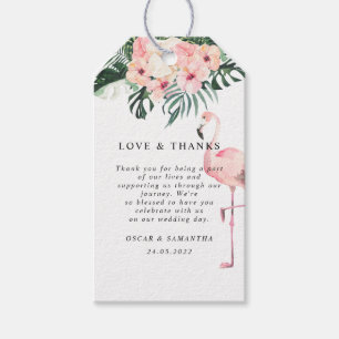 Etiquetas Para Regalos Flores tropicales y belleza de flamencos rosados