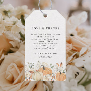 Etiquetas Para Regalos Flores y calabazas acuáticas de moda de otoño