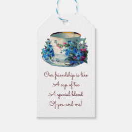 Etiquetas Para Regalos Flores y Copa editables con bolsita de té con dora