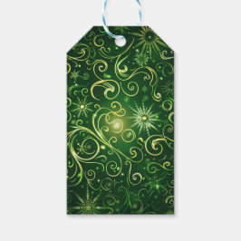 ETIQUETAS PARA REGALOS FLORIDOS TONOS ORNADOS DE VERDE NAVIDAD
