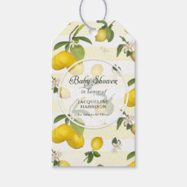 Etiquetas Para Regalos Flower Lemon Citrus Foliage Watercolor Baby Shower