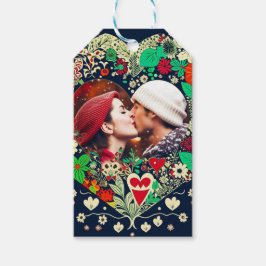 Etiquetas Para Regalos Foco floral personalizado de marco cardíaco románt