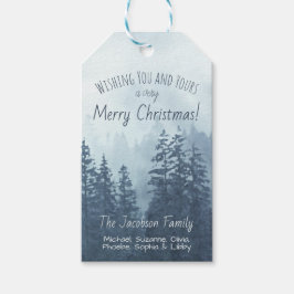 Etiquetas Para Regalos Foggy Mountain Blue Pines Rustic Holiday