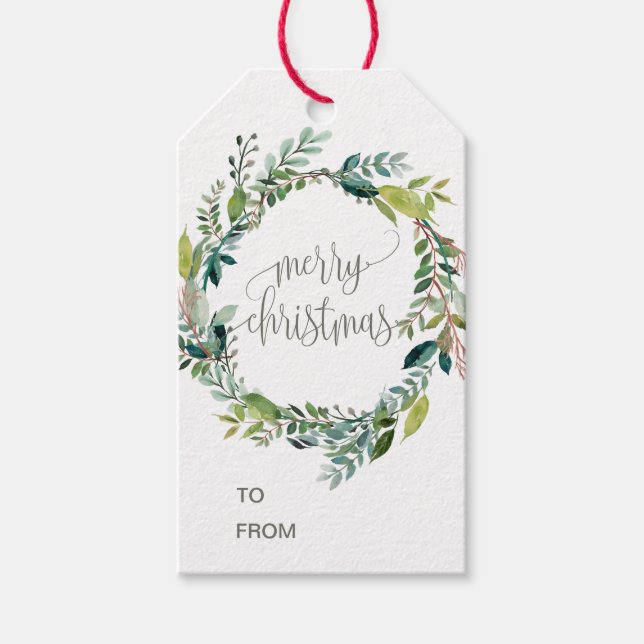 Etiquetas Para Regalos Foliage Merry Christmas Name (Anverso)