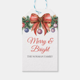 Etiquetas Para Regalos Foliage Wreath Merry & Bright Holiday