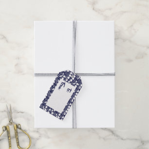 Etiquetas Para Regalos Fondo azul de puntada de ganchillo