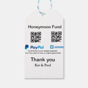 Etiquetas Para Regalos Fondo de luna de miel PayPal Venmo código QR graci