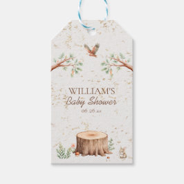 Etiquetas Para Regalos Fondo personalizado para baby shower Boho Woodland