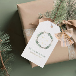 Etiquetas Para Regalos Forest Green Gold Stars Christmas Family Name