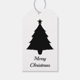Etiquetas Para Regalos Forma de árbol de Navidad minimalista en blanco y