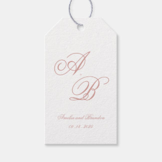 Etiquetas Para Regalos Formal Classic Dusty Rose Monogram Script Wedding