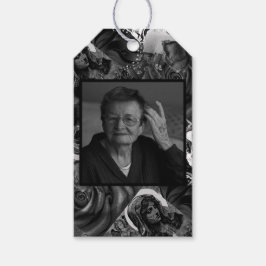 Etiquetas Para Regalos Foto Católica Cristiana de Collage en Blanco y Neg