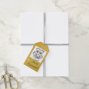 Etiquetas Para Regalos Foto cuadrada estacional con el saludo de oro