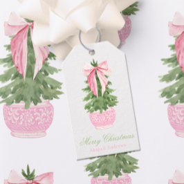 Etiquetas Para Regalos Foto de árbol de Navidad de Bow Ginger Jar