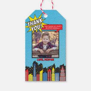 Etiquetas Para Regalos Foto de cumpleaños de Superheroína Gracias etiquet