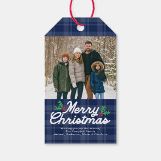 Etiquetas Para Regalos Foto de Feliz Navidad a Cuadros Azules