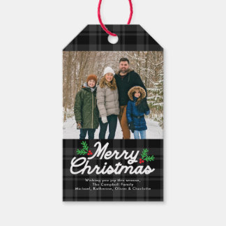 Etiquetas Para Regalos Foto de Feliz Navidad a Cuadros Negros