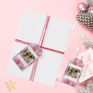 Etiquetas Para Regalos Foto de Navidades rosados de copos de nieve de Vic