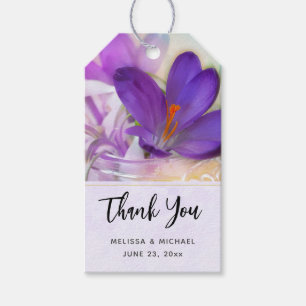 Etiquetas Para Regalos Foto de un Boda de la Primavera Púrpura de Crocus