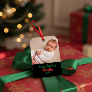 Etiquetas Para Regalos Foto del primer Navidad personalizada para bebé