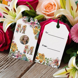Etiquetas Para Regalos Foto personalizada de la flor del Día de la Madre 