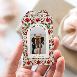 Etiquetas Para Regalos Foto personalizada de Navidad elegante