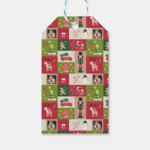 Etiquetas Para Regalos Foto personalizado Patchwork Navidades tradicional
