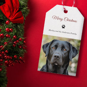 Etiquetas Para Regalos Foto simple de perro Feliz Navidad