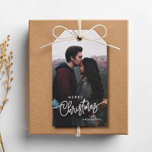 Etiquetas Para Regalos Fotografía moderna Merry Christmas Script Typograp