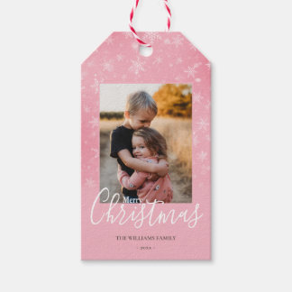 Etiquetas Para Regalos Fotos navideñas merry Copos de nieve sencillos ros