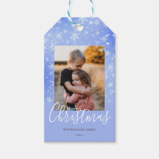 Etiquetas Para Regalos Fotos navideñas merry Copos de nieve simples