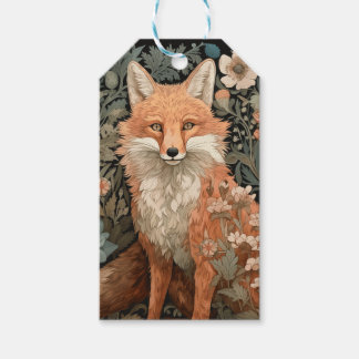 Etiquetas Para Regalos Fox en el jardín de otoño estilo William Morris