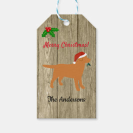 Etiquetas Para Regalos Fox Red Labrador Navidades Evergreen Santa Hat