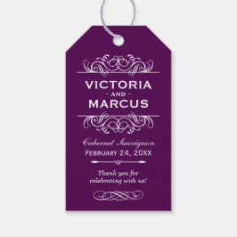 Etiquetas Para Regalos Frasco de vino morado Boda Monograma