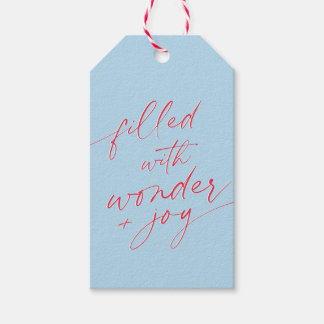 Etiquetas Para Regalos FRASE DE NAVIDAD tipo elegante caligrafía azul roj