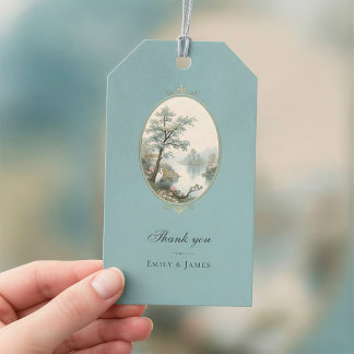 Etiquetas Para Regalos French Heron Dusty Blue Wedding Gift Tag