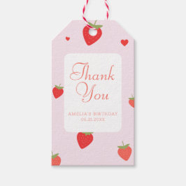 Etiquetas Para Regalos Fresa dulce Rosa Girly Gracias Favor