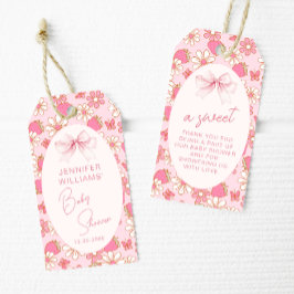 Etiquetas Para Regalos Fresa Rosa Dulce Bebé Bebé Ducha Gracias