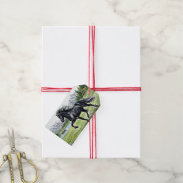 Etiquetas Para Regalos Freydis Black Horse en paisaje nórdico