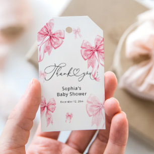 Etiquetas Para Regalos Frío fuera de rosado Bow Baby Shower Gracias