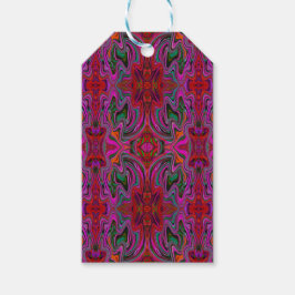 Etiquetas Para Regalos Frio Patrón Ondulado Magenta, Rojo y Verde Trippy
