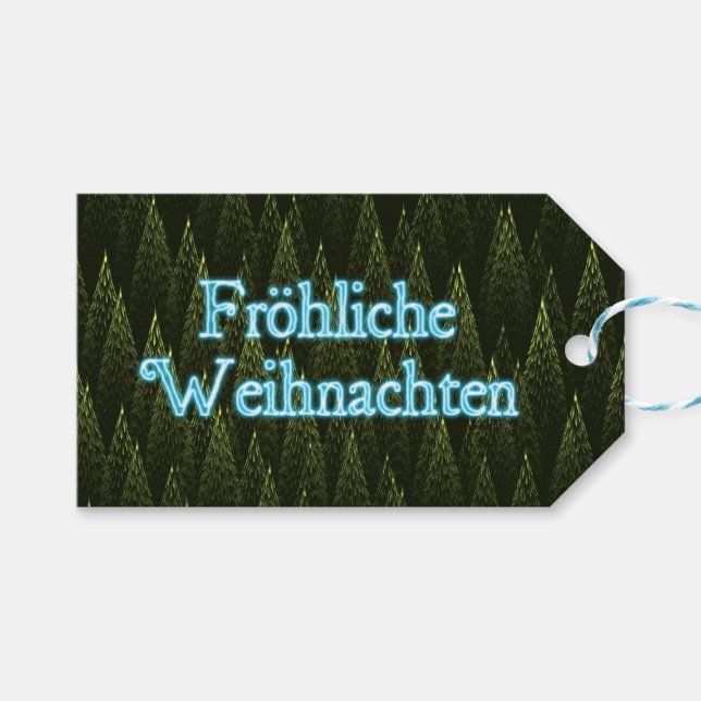 Etiquetas Para Regalos Froliche Weihnachten - Coníferas (Frente (Horizontal))