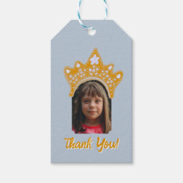 Etiquetas Para Regalos Frosted Blue Princess Crown Floral Photo Birthday