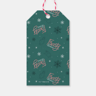Etiquetas Para Regalos Frosty el patrón de copos de nieve verde