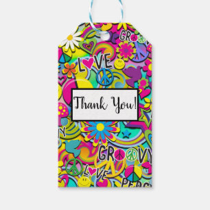 Etiquetas Para Regalos FUN 60 de Retro Groovy Fiesta de cumpleaños de amo