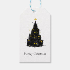 Etiquetas Para Regalos Fun Black Cat Meowy Christmas Tree