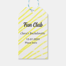 Etiquetas Para Regalos Fun Club bachelorette party yellow lines backgroun