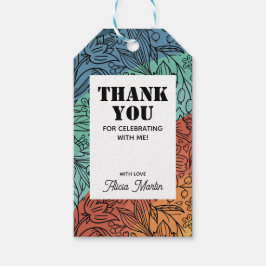 Etiquetas Para Regalos Fun Colorido Retro Groovy Rainbow Floral Gracias