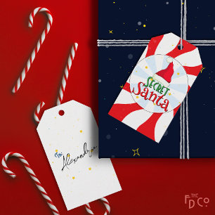 Etiquetas Para Regalos Fun Retro Secreto Santa Peppermint Candy Swirl