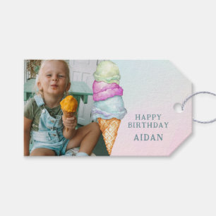 Etiquetas Para Regalos Fun Summer Ice Cream Foto Fiesta de cumpleaños
